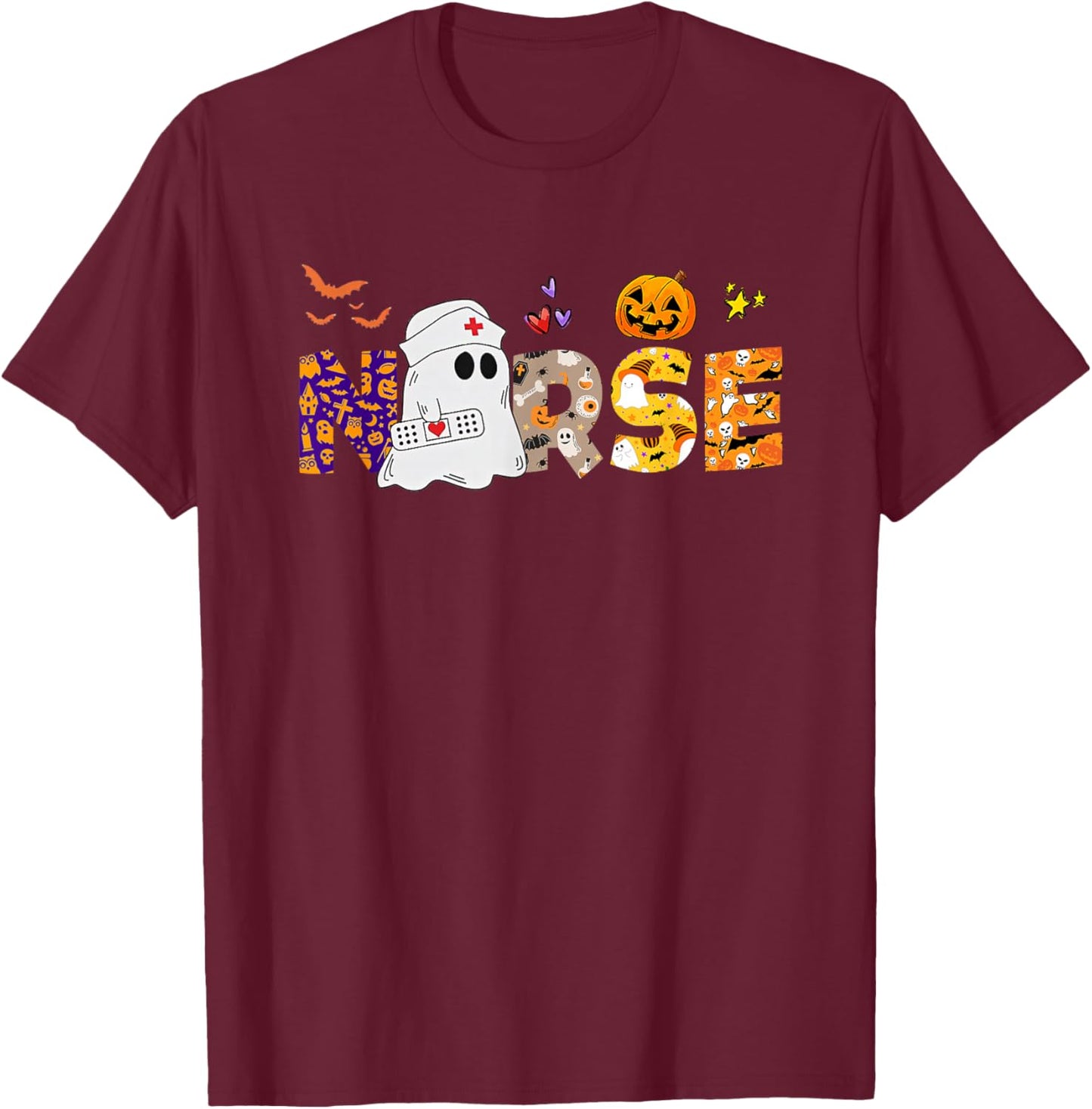 Nurse Halloween Costume Nursing Costume Scrub Top Women Men T-Shirt - T-Shirt | Maroon