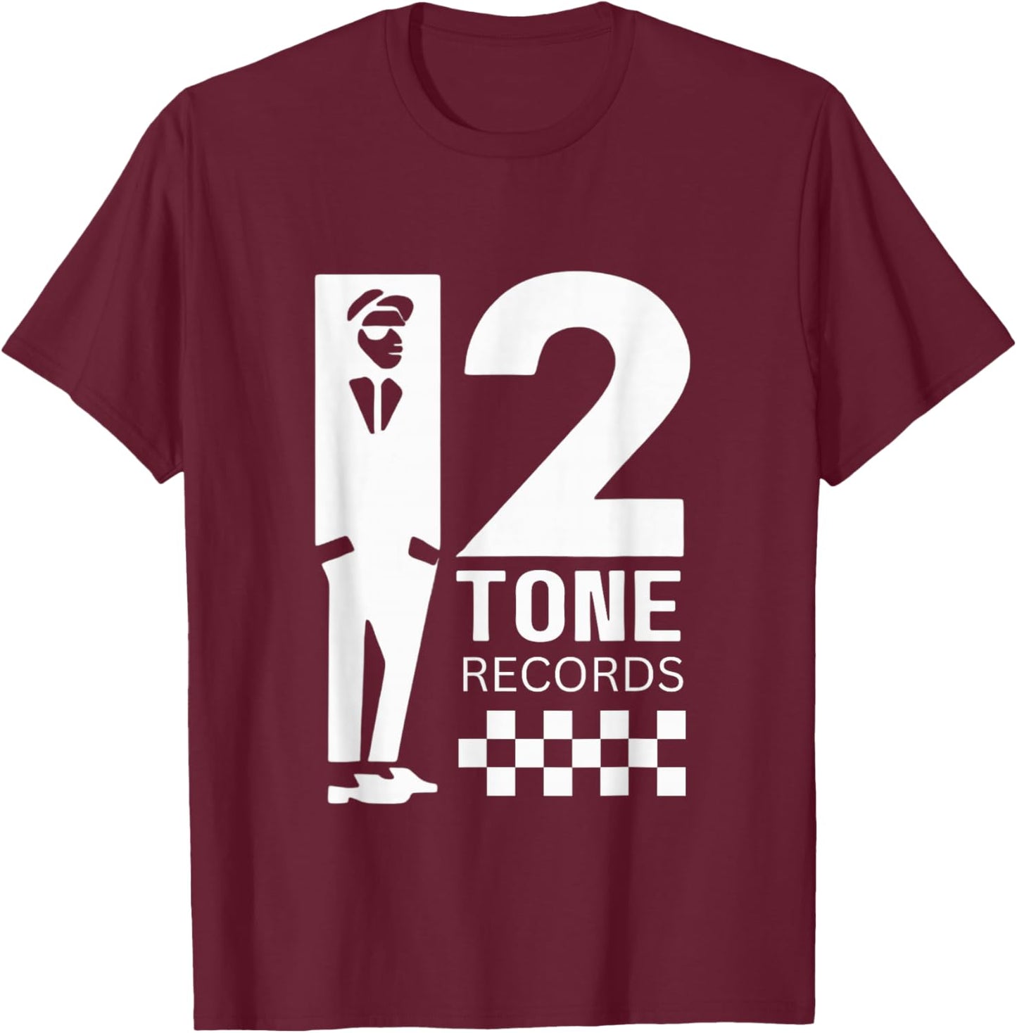 Two Tone Ska Music Checkerboard T-Shirt - T-Shirt | Maroon
