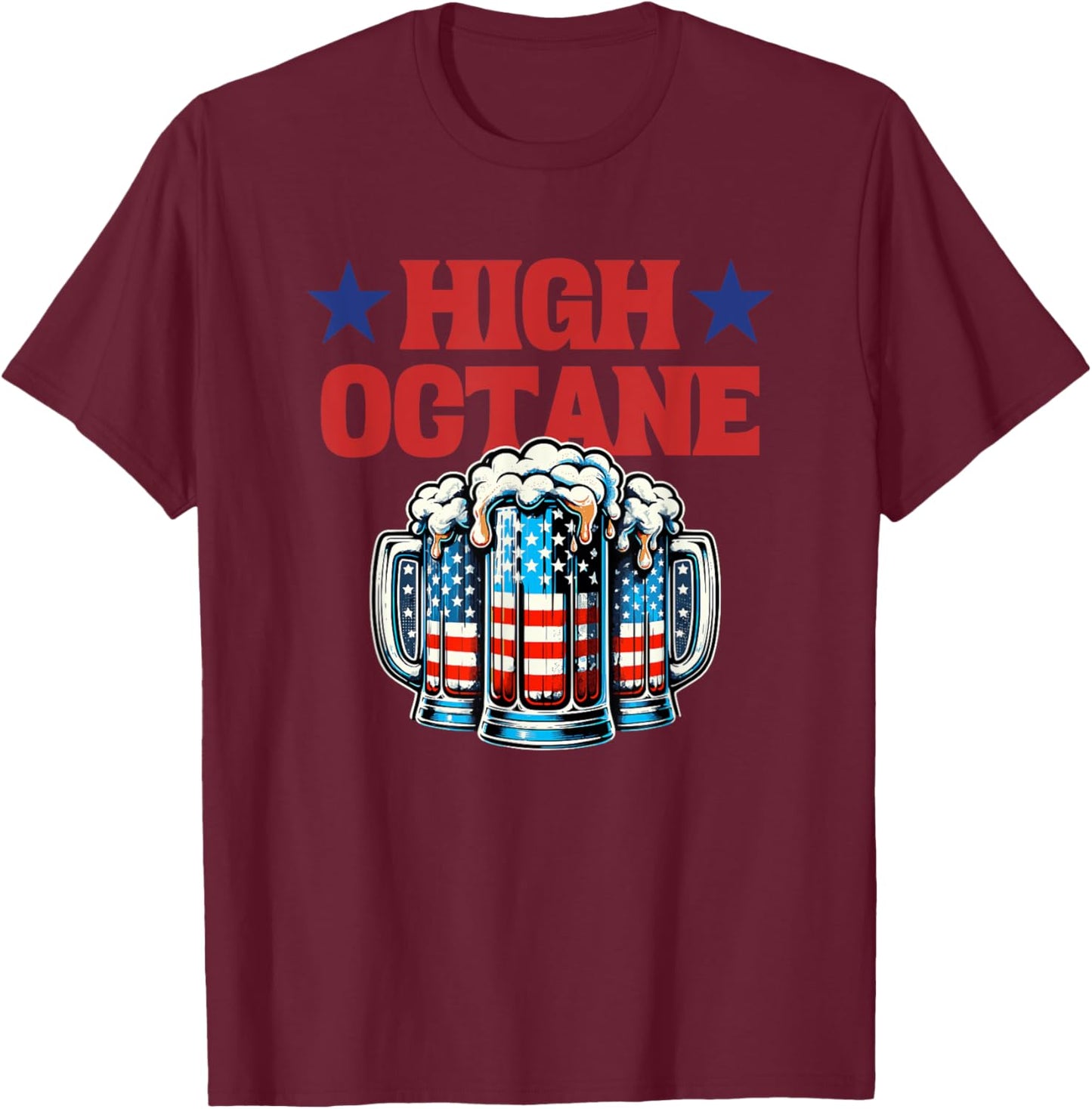 High Octane Beer Drinking T-Shirt - T-Shirt | Maroon