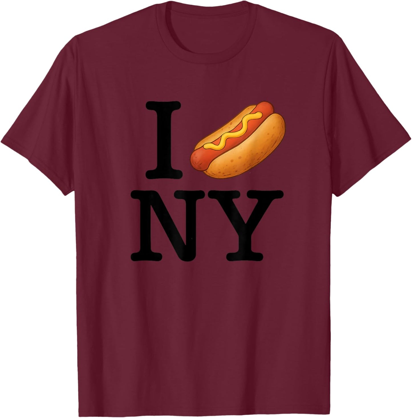 I (Hot Dog) NY T-Shirt - T-Shirt | Maroon