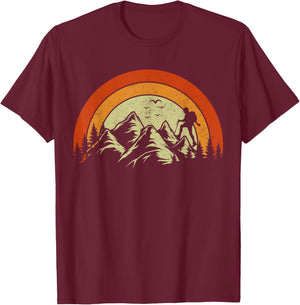 Forest Trees Mountain Hiking Wildlife Nature Outdoor Hiker T-Shirt - T-Shirt | Maroon