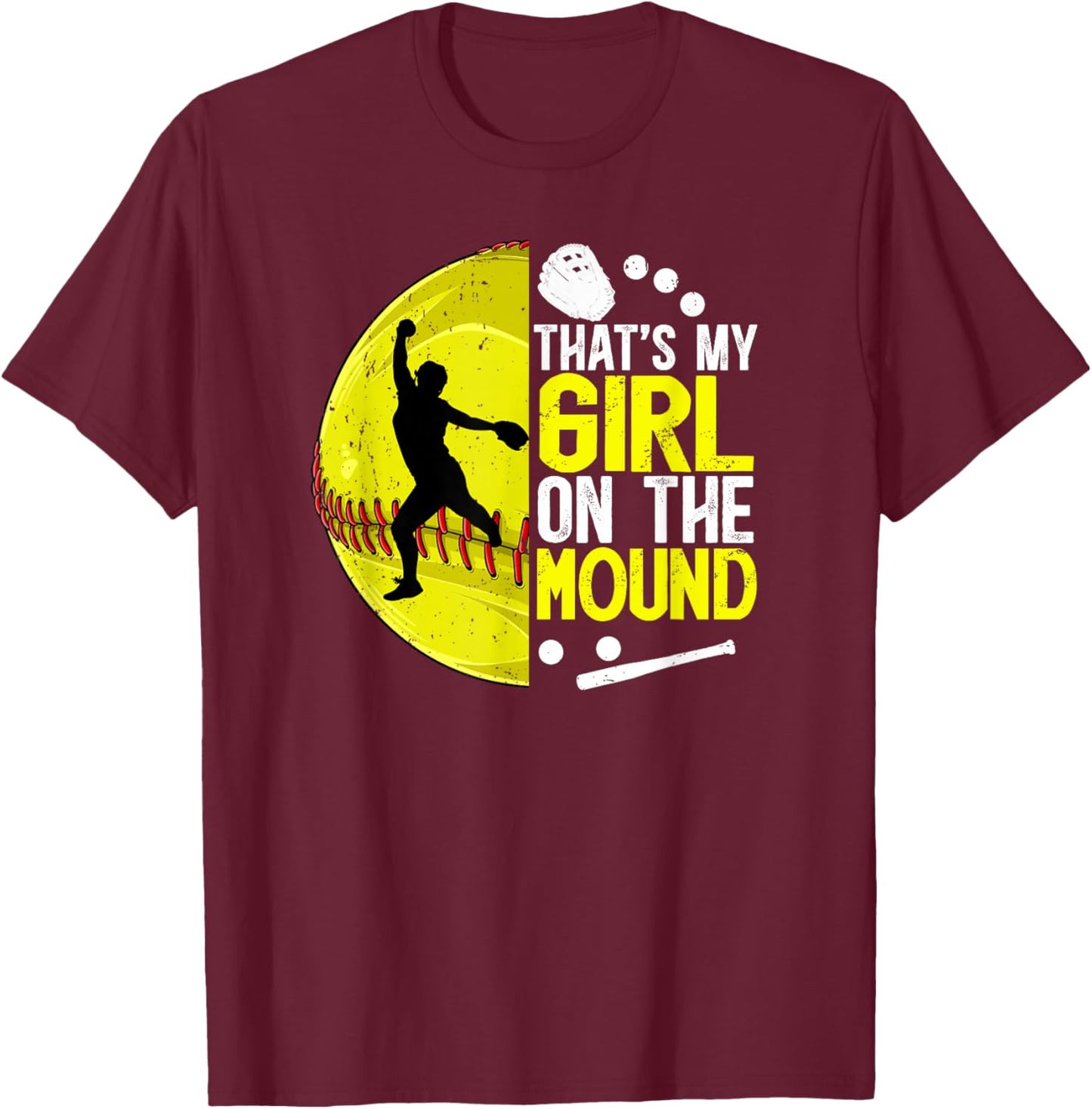 That's My Girl Softball Pitcher Mom Softball Pitcher Mama T-Shirt - T-Shirt | Maroon