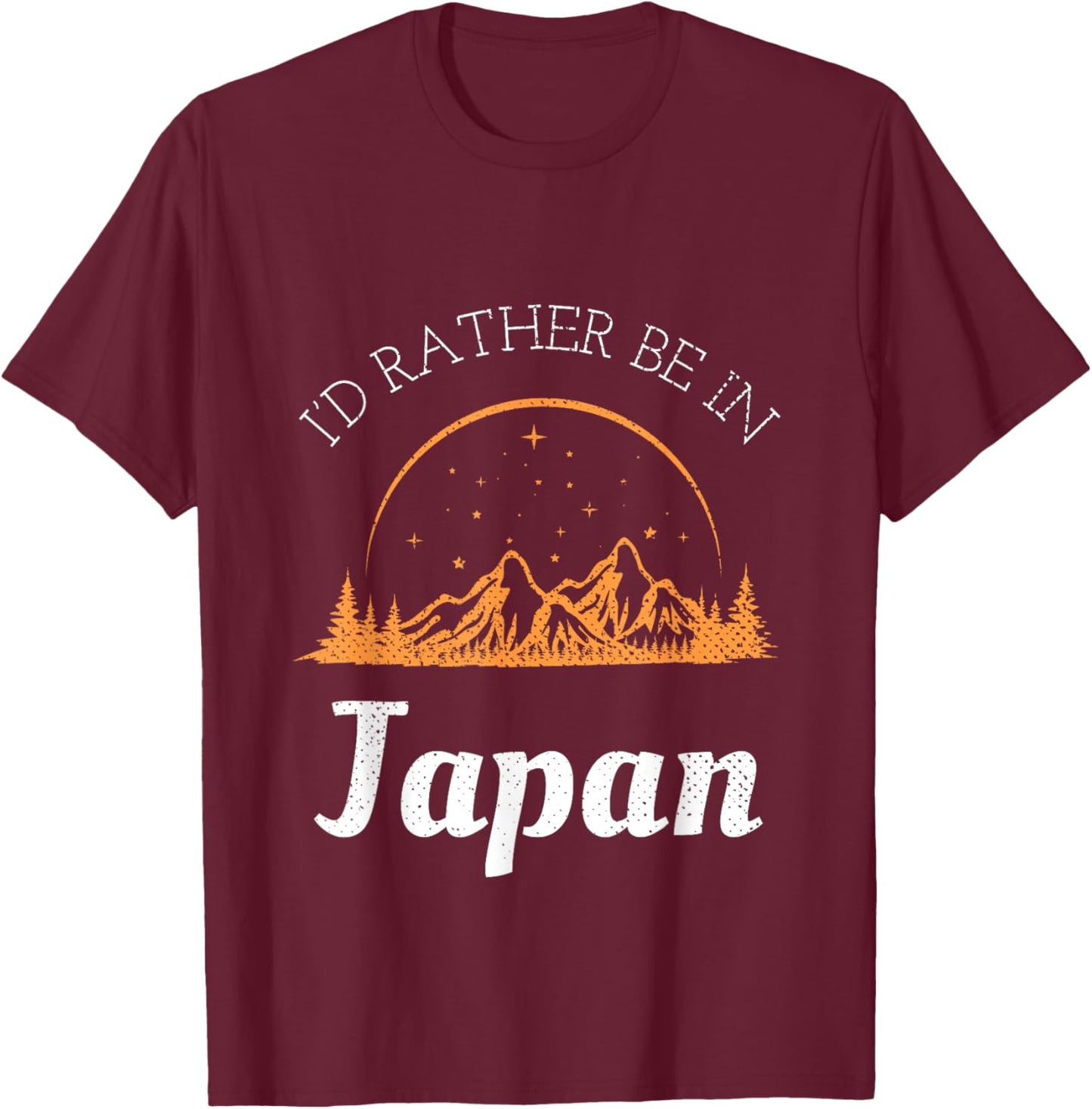 Retro & Vintage I'd Rather Be In Japan Black Vintage Casual -Adults T-Shirt - T-Shirt | Maroon