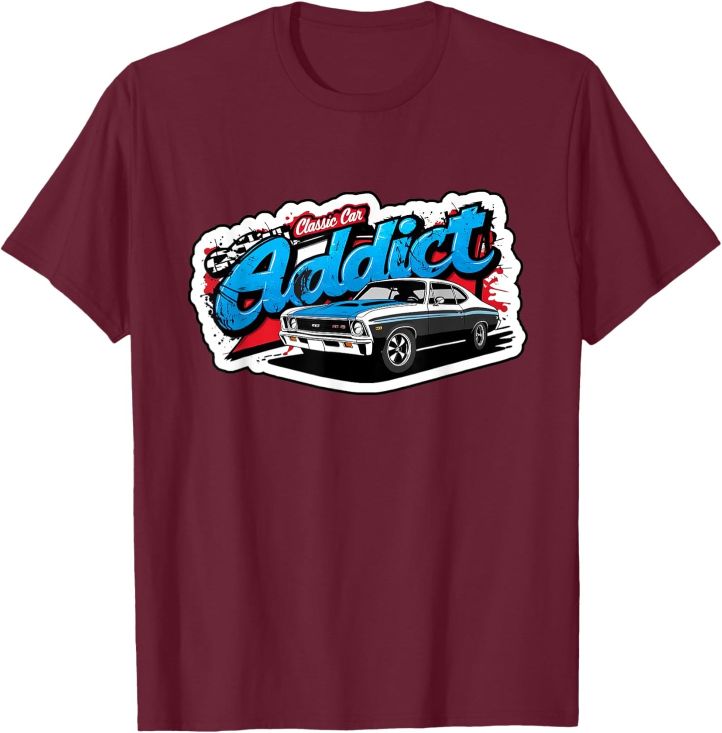 1969 69 SS Classic Car American Muscle Racing Addict 1320 T-Shirt - T-Shirt | Maroon