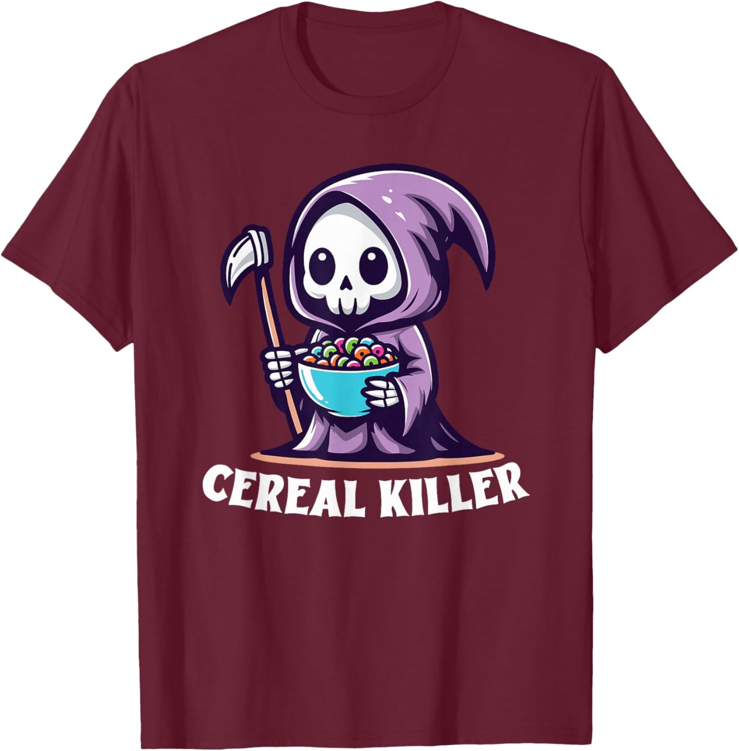 Kawaii Grim Reaper - Cereal Killer T-Shirt - T-Shirt | Maroon