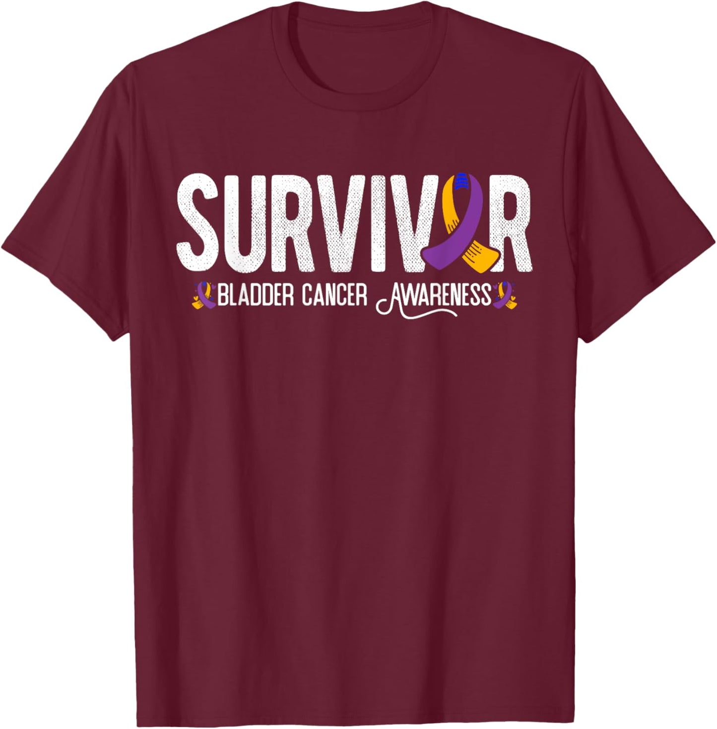 Bladder Cancer Survivor Warrior Bladder Cancer Awareness T-Shirt - T-Shirt | Maroon