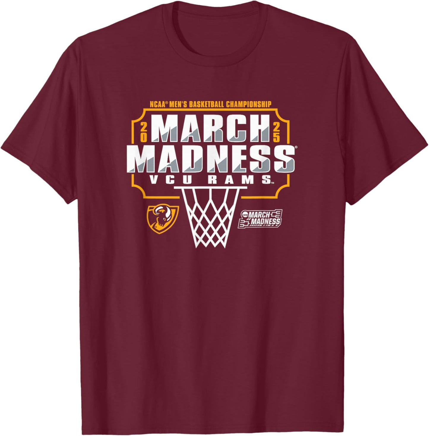 VCU Rams March Madness 2025 Men's Basketball T-Shirt - T-Shirt | Maroon