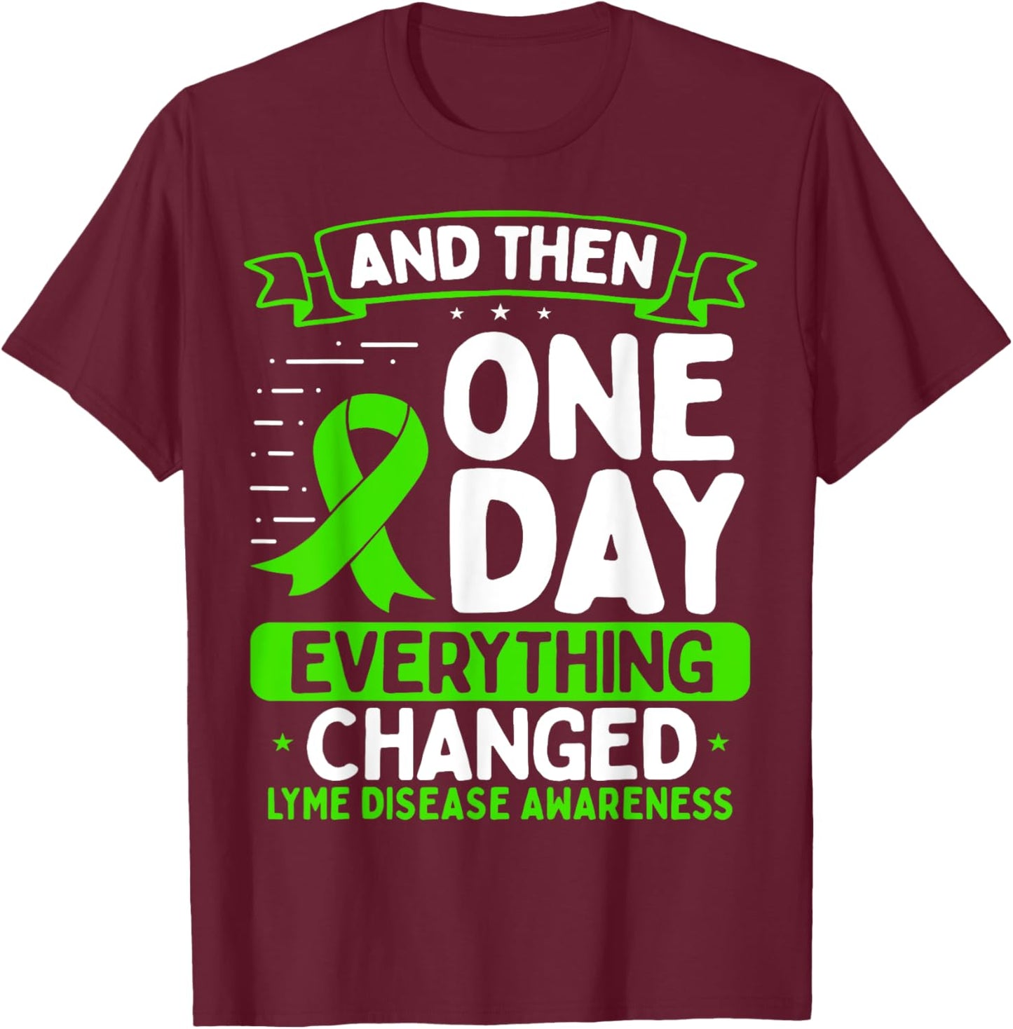 Lyme Disease Awareness Movement Warrior Survivor Ribbon T-Shirt - T-Shirt | Maroon