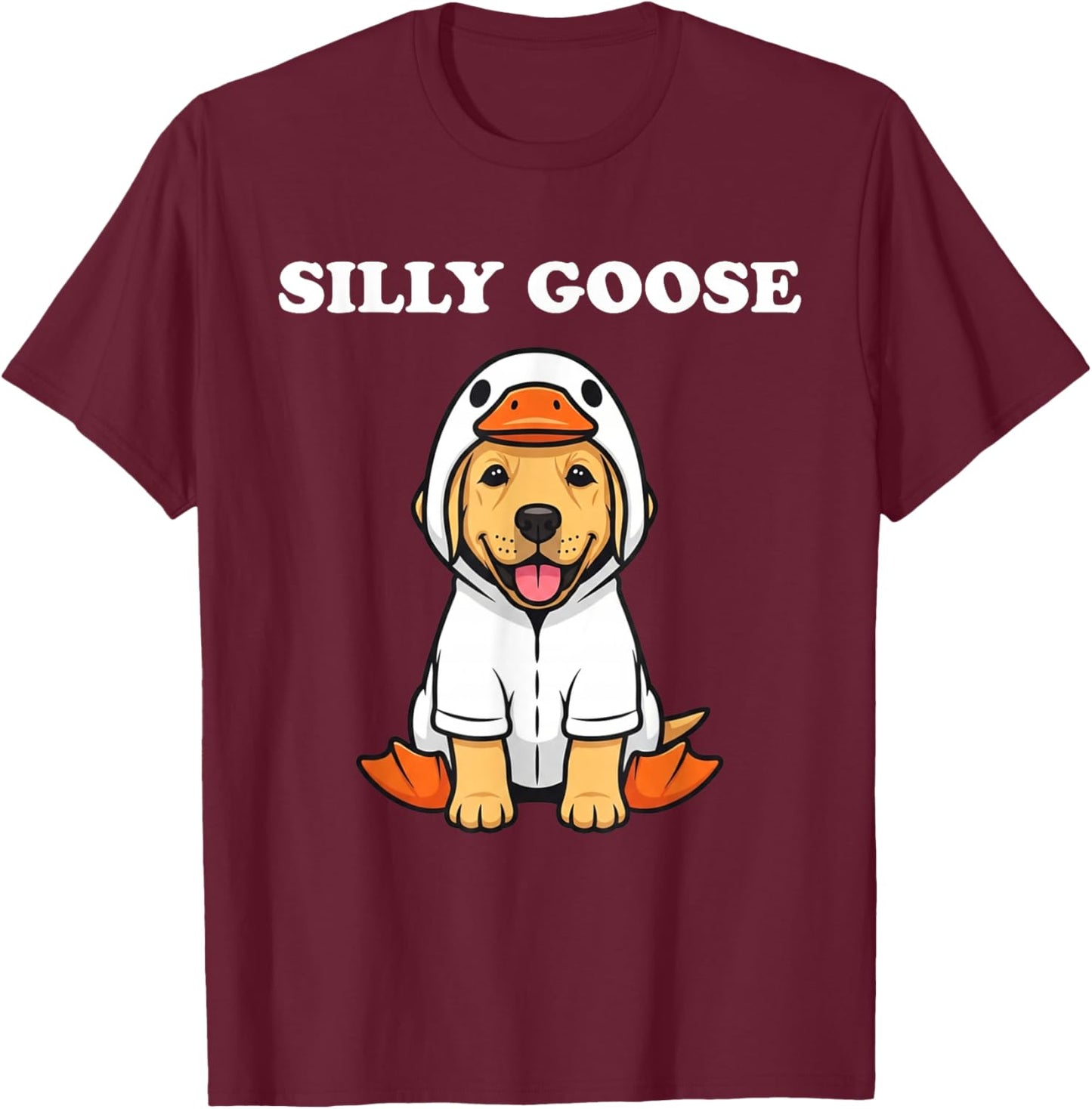 Silly Goose Labrador Puppy Dog T-Shirt - T-Shirt | Maroon