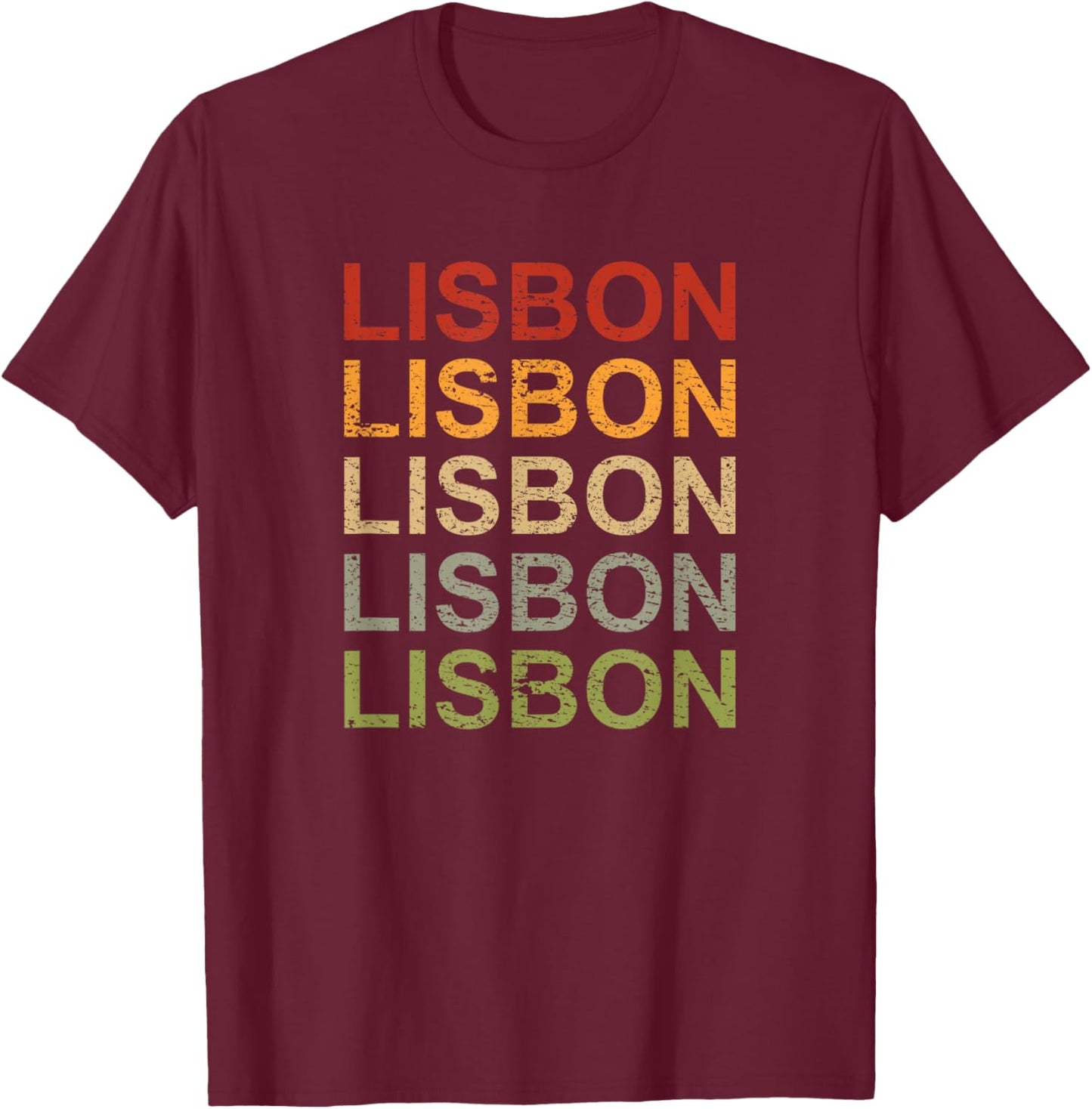 Retro Lisbon, Portugal Vacation, Portugal Travel, Lisbon T-Shirt - T-Shirt | Maroon