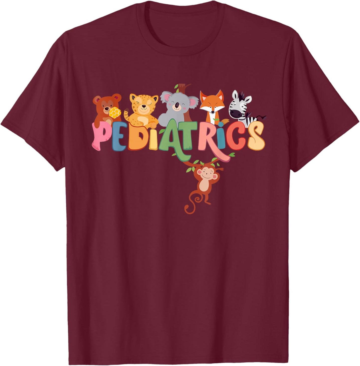 Pediatric Nurse PEDS Nursing Appreciation Pediatric Animal T-Shirt - T-Shirt | Maroon