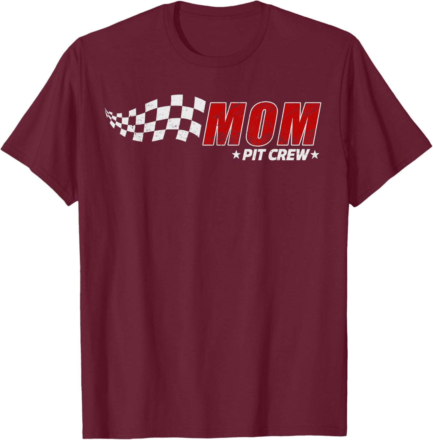 Mom Pit Crew Race Car Birthday Family Matching Pit Crew T-Shirt - T-Shirt | Maroon