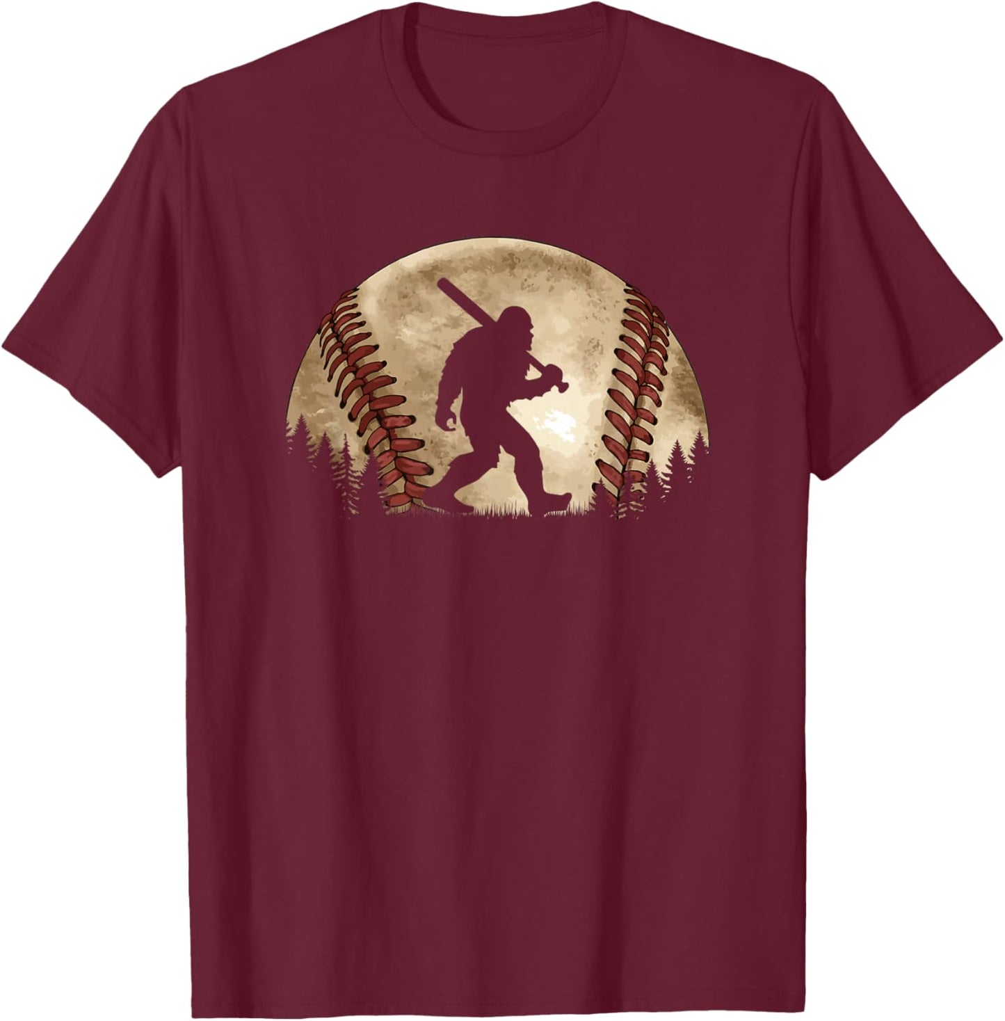 Funny Bigfoot Baseball Sasquatch T-Shirt - T-Shirt | Maroon