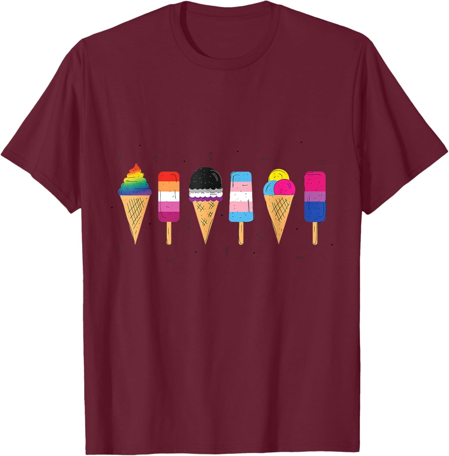 Gay Ice Cream LGBTQ Pride Month Subtle Gay Queer Lesbisch T-Shirt - T-Shirt | Maroon