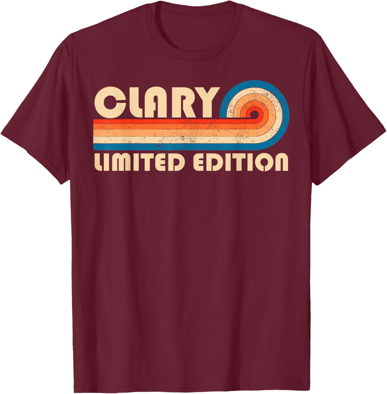 Clary Retro 70s 80s Sunset Stripe T-Shirt - T-Shirt | Maroon