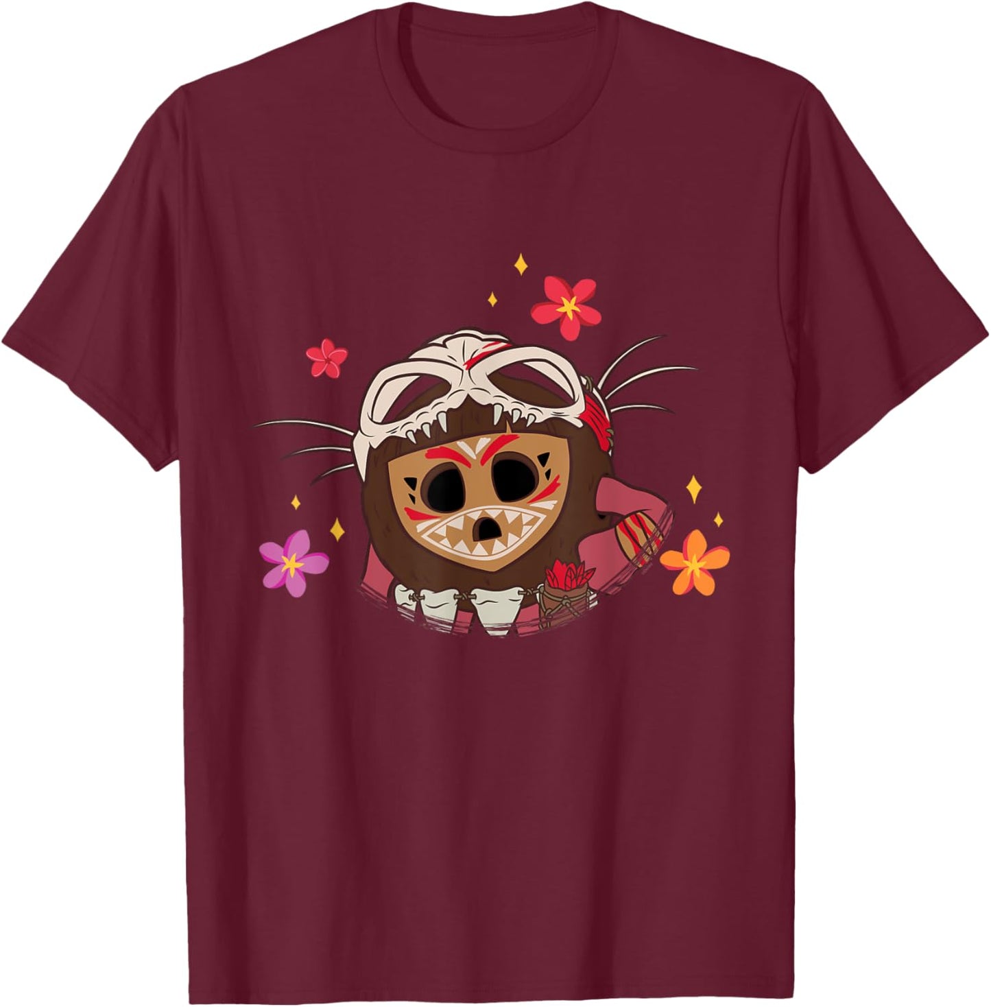 Disney Moana 2 Big Face Kotu Tropical Flowers Costume T-Shirt - T-Shirt | Maroon