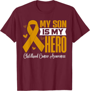 My Son Is My Hero Childhood Cancer Awareness Support T-Shirt - T-Shirt | Maroon