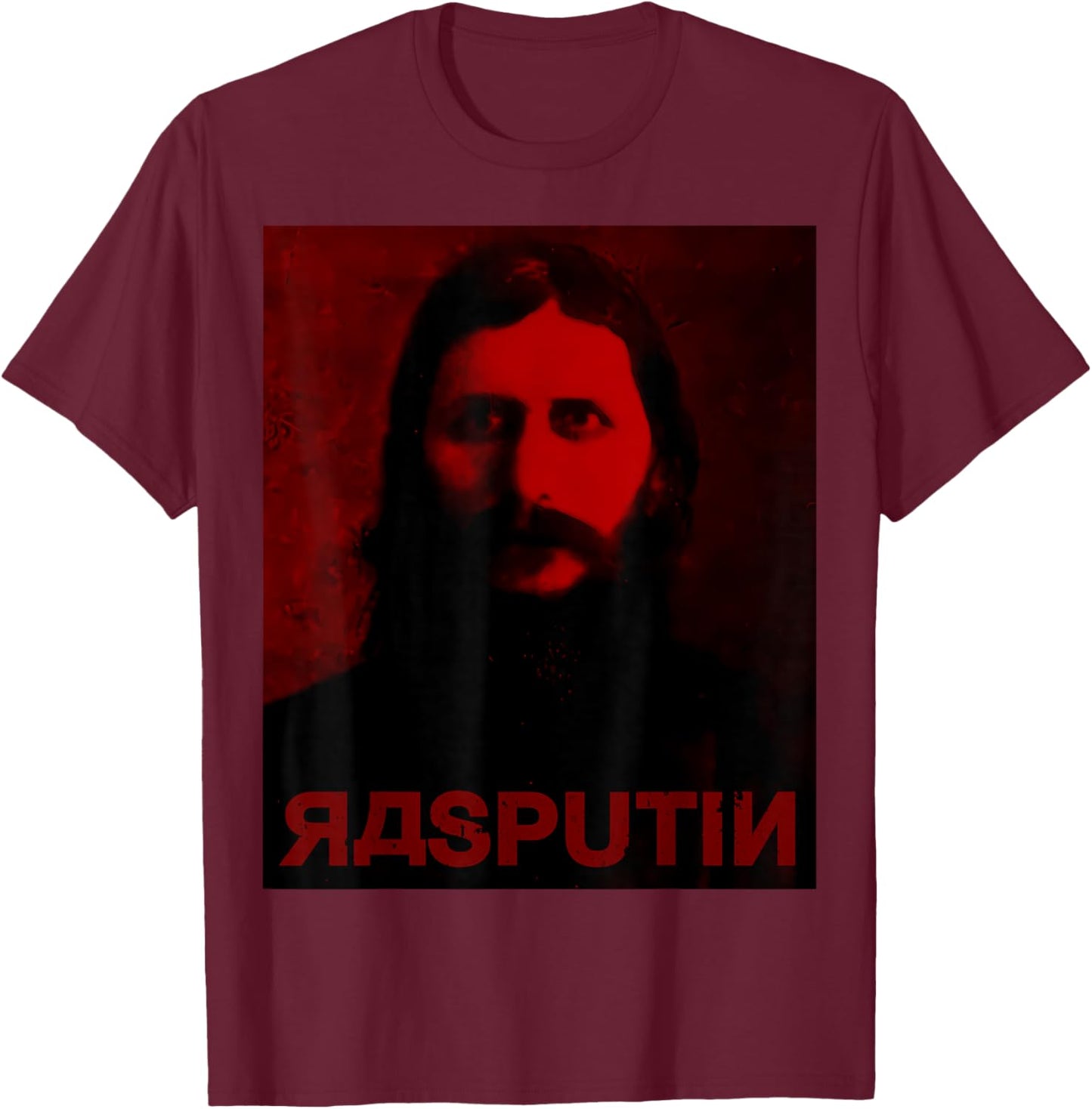 andrea tristano Grigori Yefimovich Rasputin Portrait Dark Red Black Art , Small T-Shirt - T-Shirt | Maroon