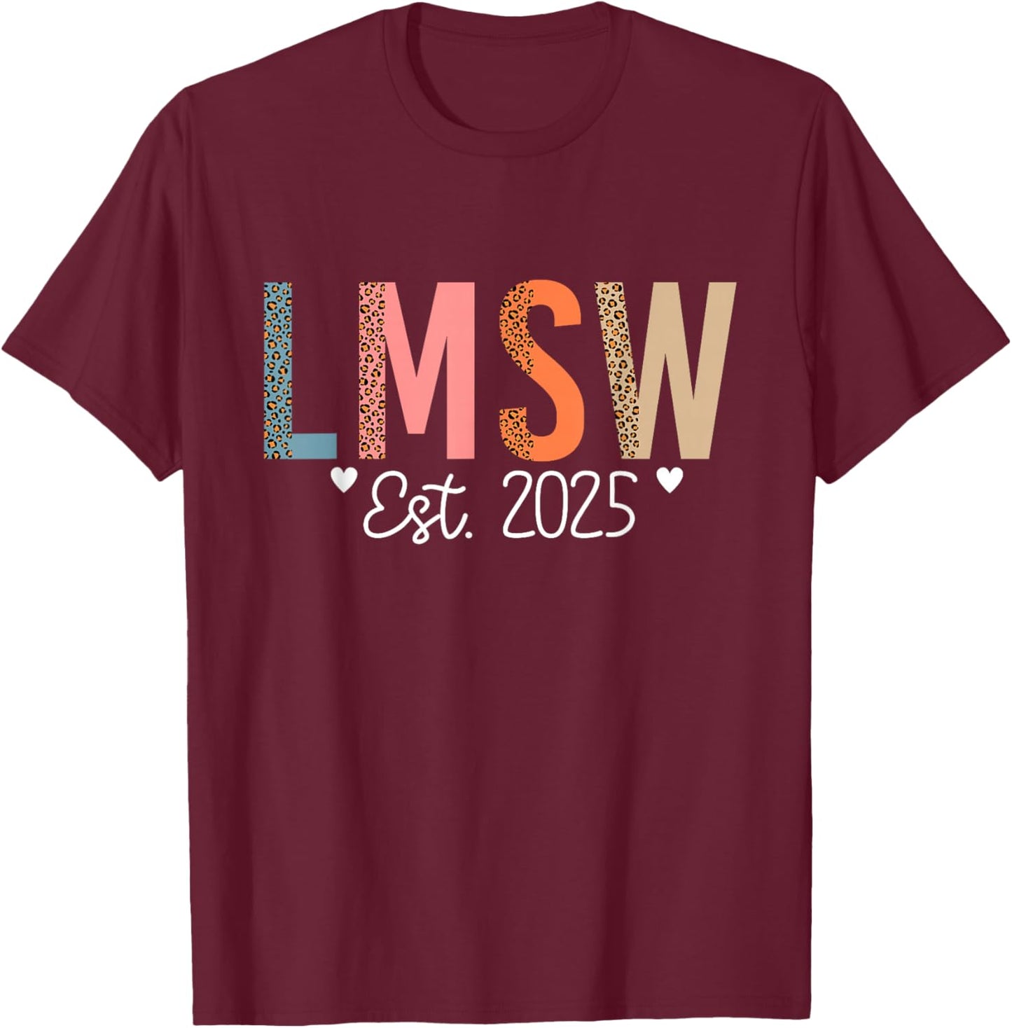 LMSW Est 2025 Licensed Master Social Worker MSW Month T-Shirt - T-Shirt | Maroon
