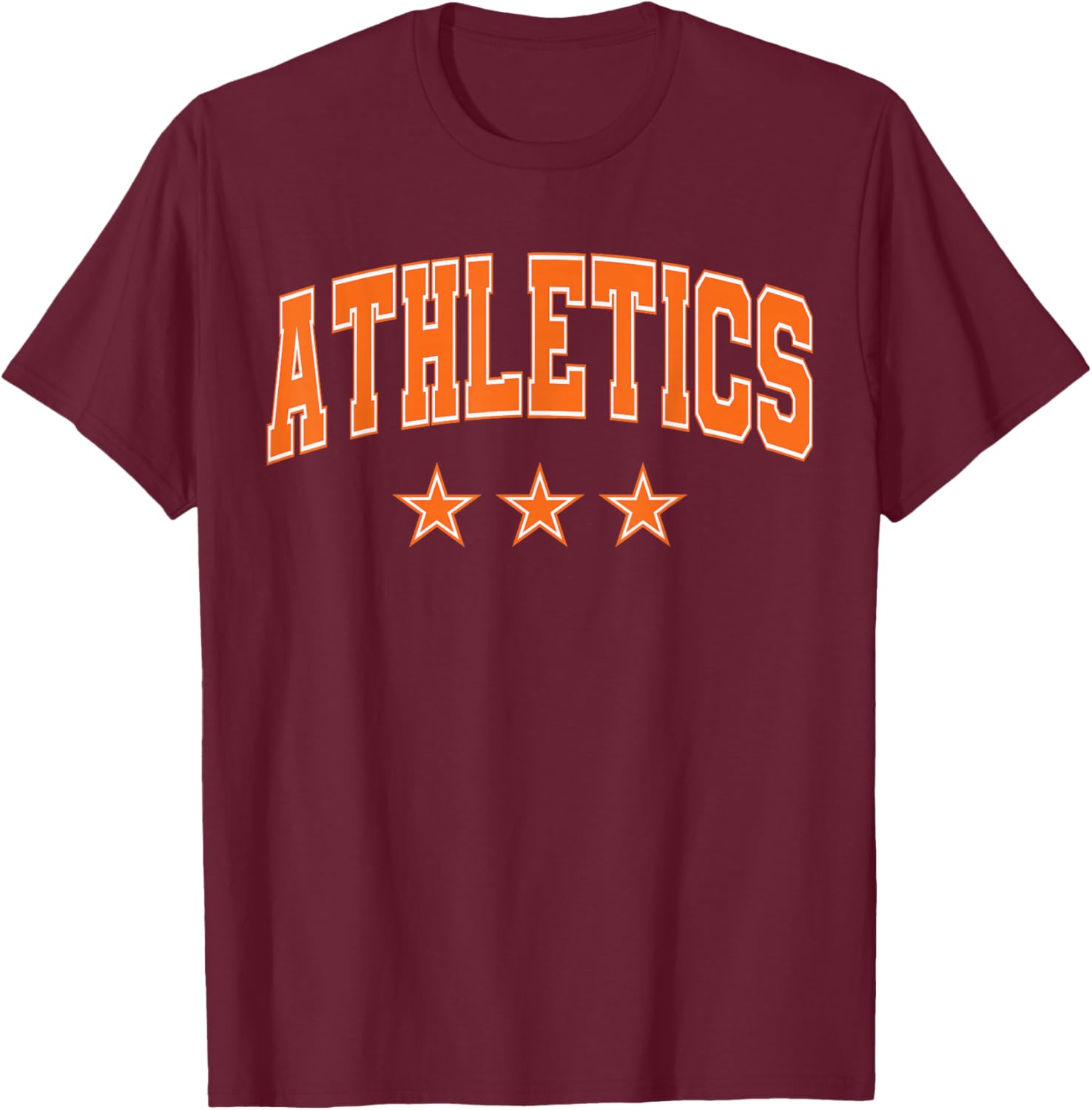 Athletics All Orange Stars Classic Retro Text T-Shirt - T-Shirt | Maroon