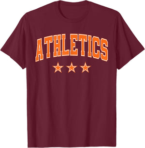 Athletics All Orange Stars Classic Retro Text T-Shirt - T-Shirt | Maroon