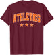 Athletics All Orange Stars Classic Retro Text T-Shirt - T-Shirt | Maroon
