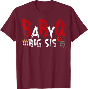 Big Sis Baby BBQ Shower Themed Family Matching Barbecue T-Shirt - T-Shirt | Maroon