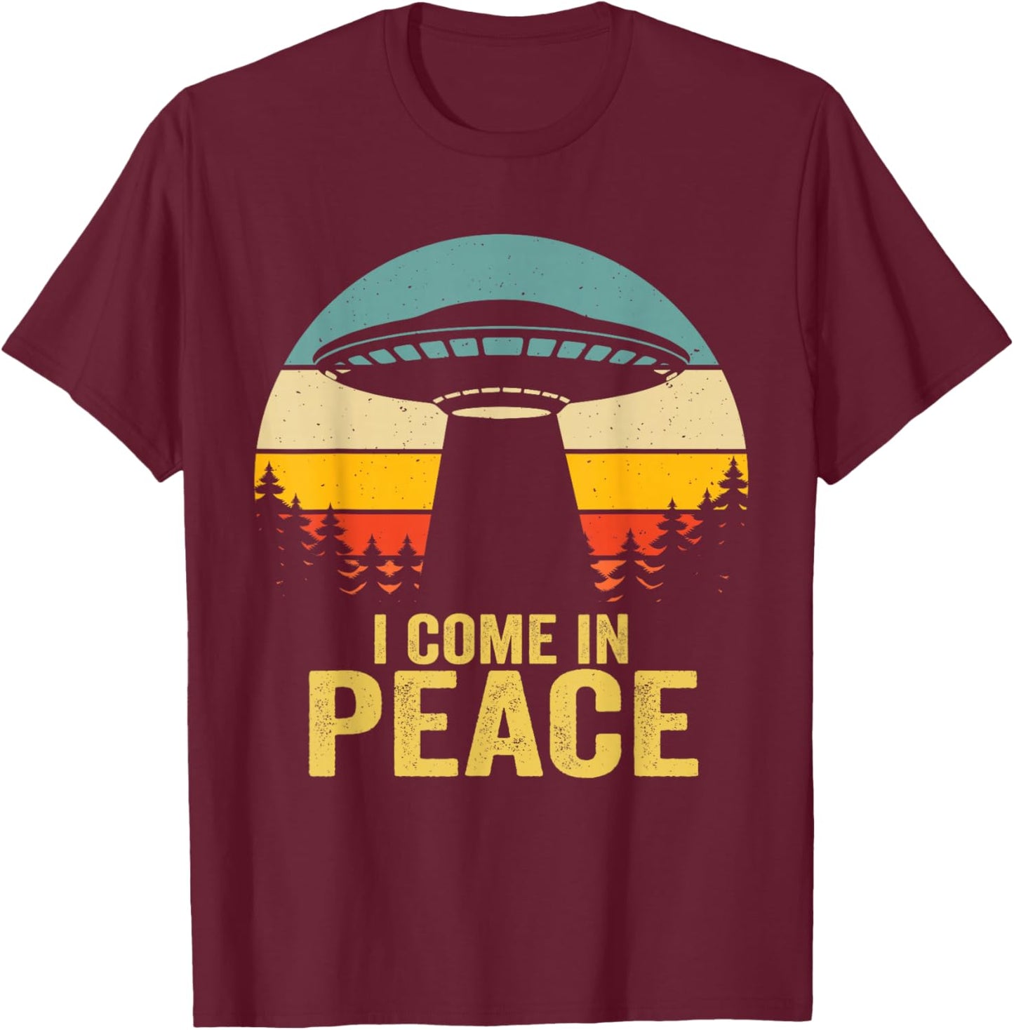 I Come In Peace im Peace Matching Couples Alien T-Shirt - T-Shirt | Maroon