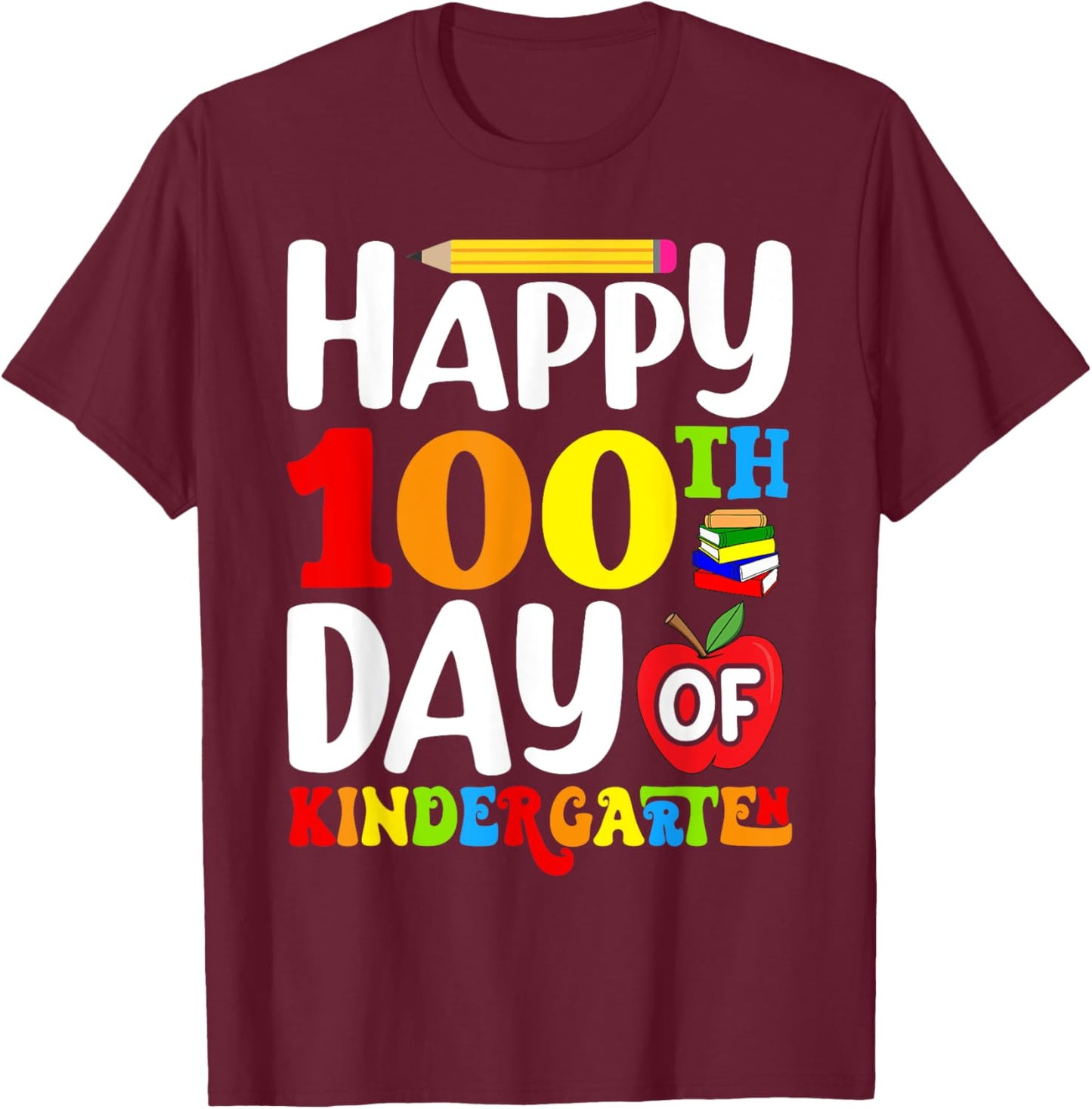 100th Day of Kindergarten Teacher Kids 100 Days Smarter T-Shirt - T-Shirt | Maroon