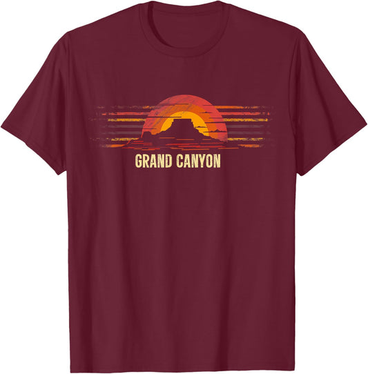 Grand Canyon - US National Park Vintage Men Women Kids Retro T-Shirt - T-Shirt | Maroon