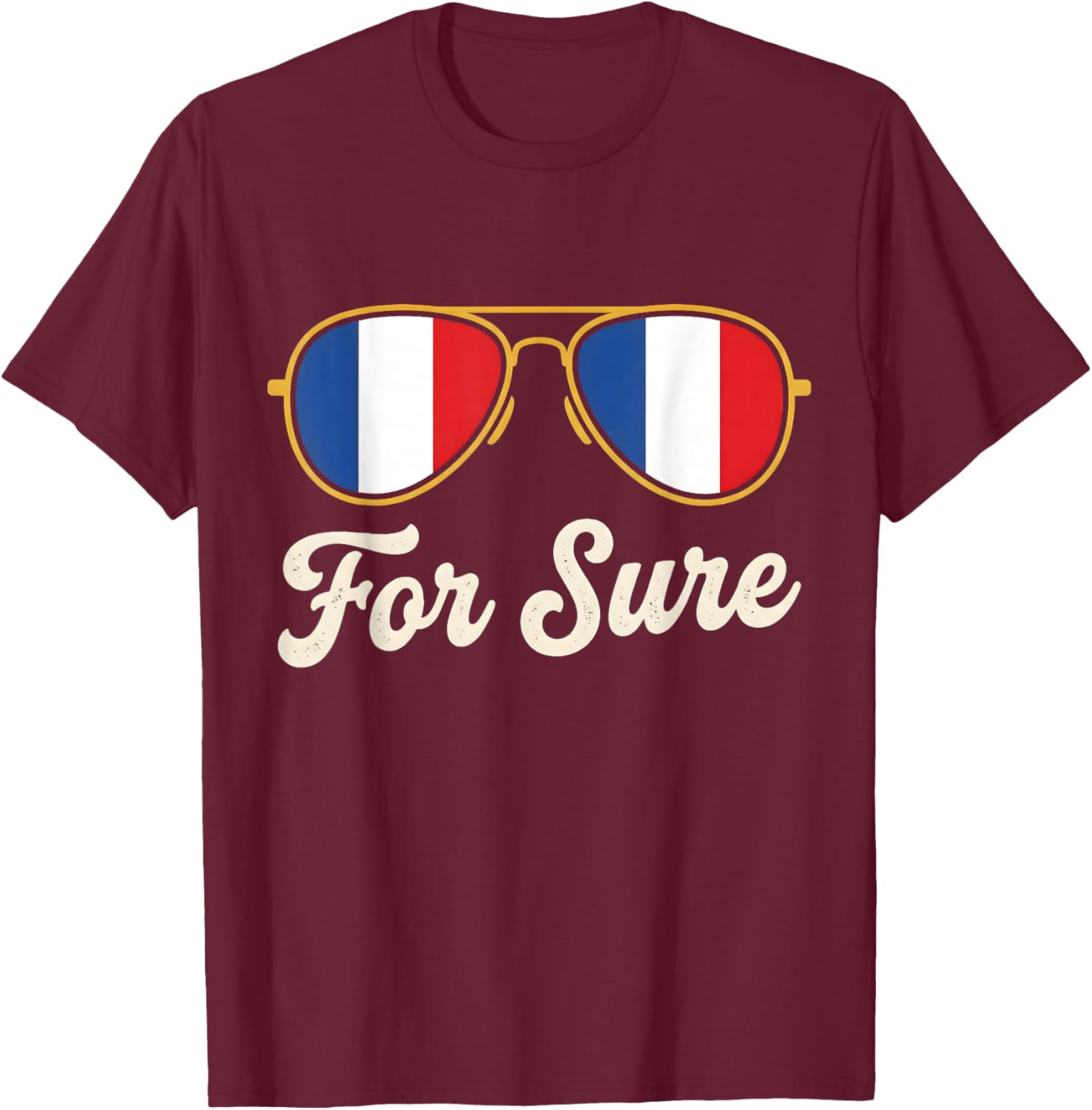 Humour Macron for Sure Meme Sunglasses T-Shirt - T-Shirt | Maroon