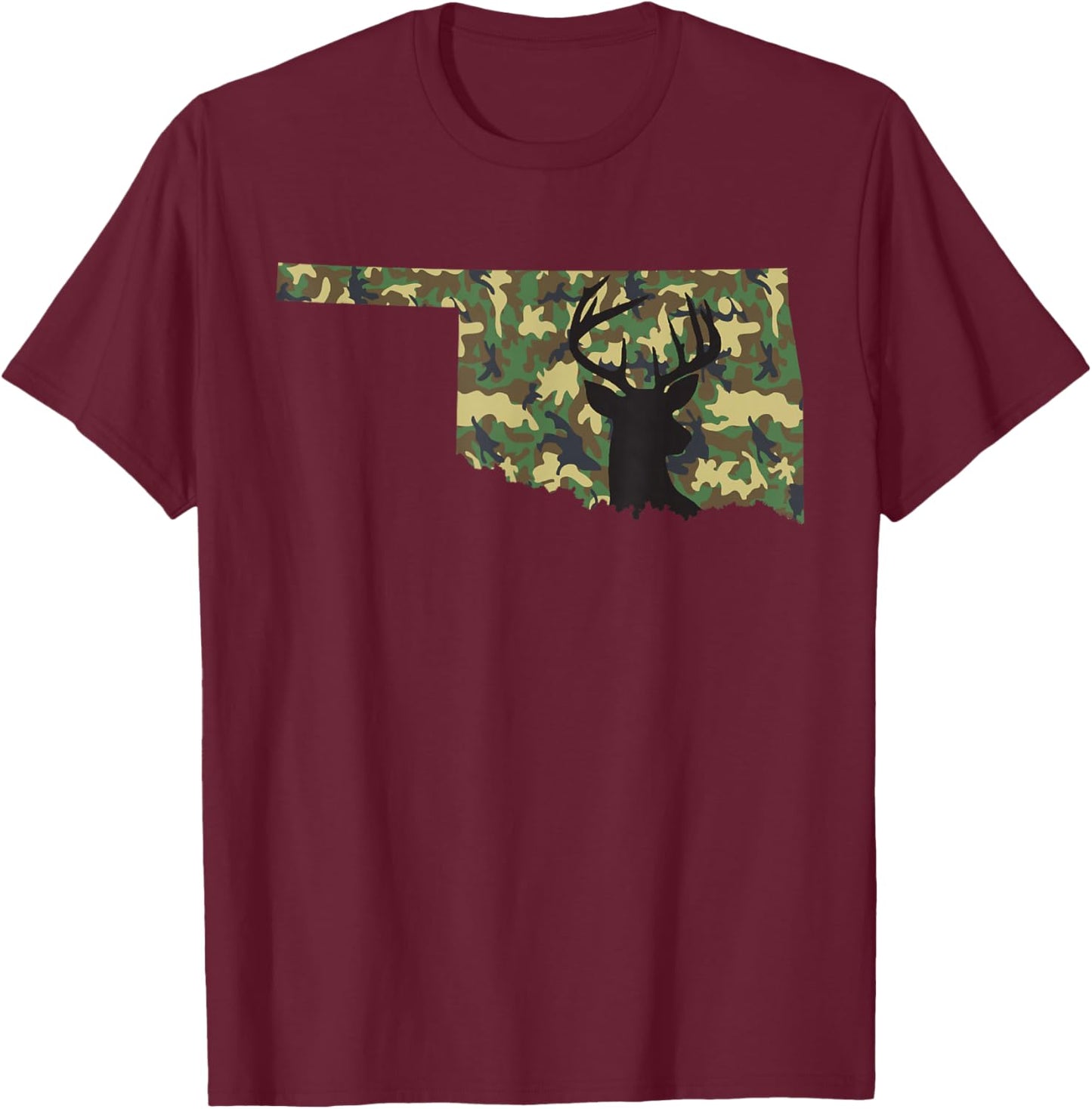 Deer Hunter Camouflage Hunting Safety Orange State Oklahoma T-Shirt - T-Shirt | Maroon