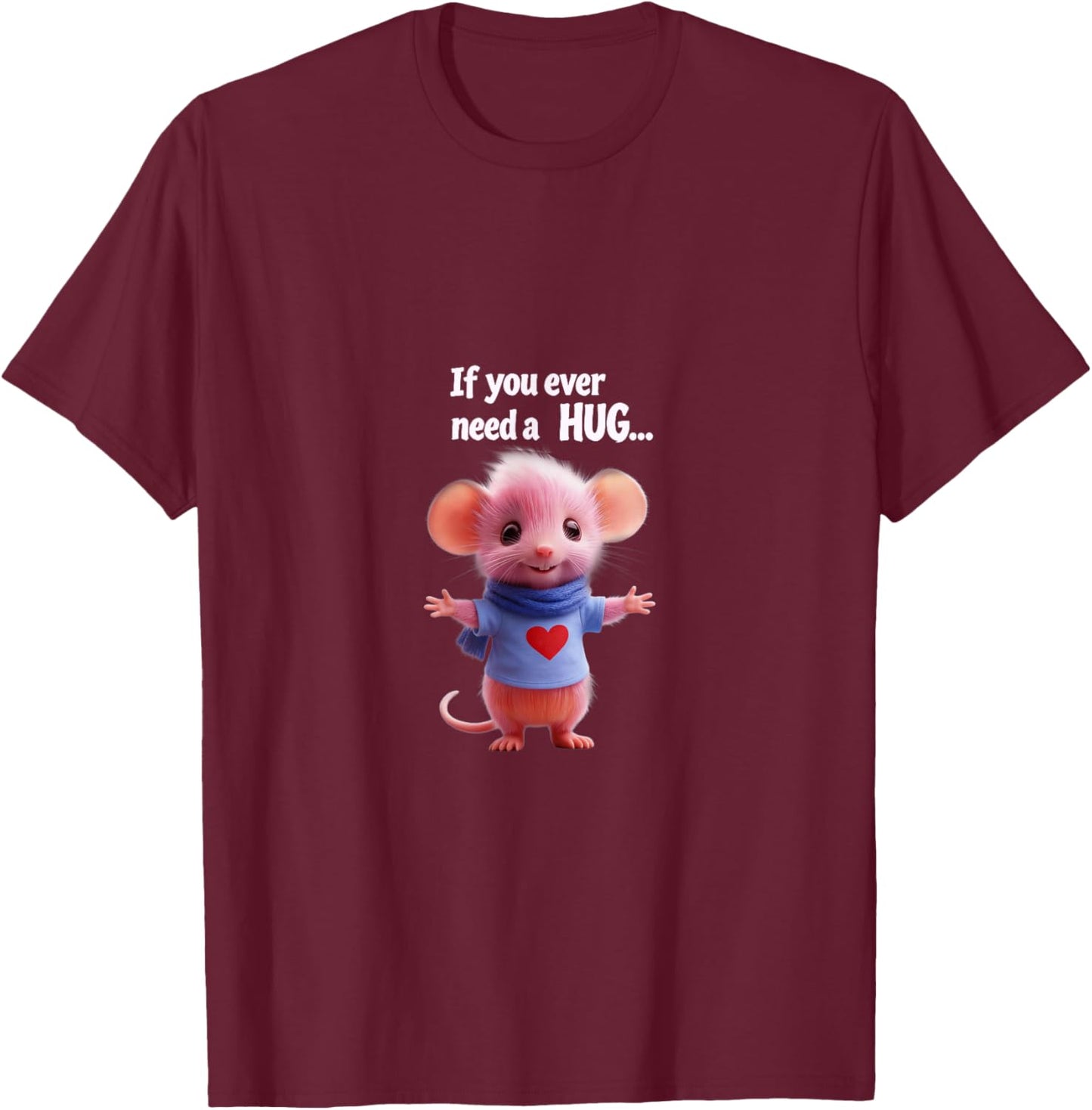 Cute Mousy Hug T-Shirt - T-Shirt | Maroon
