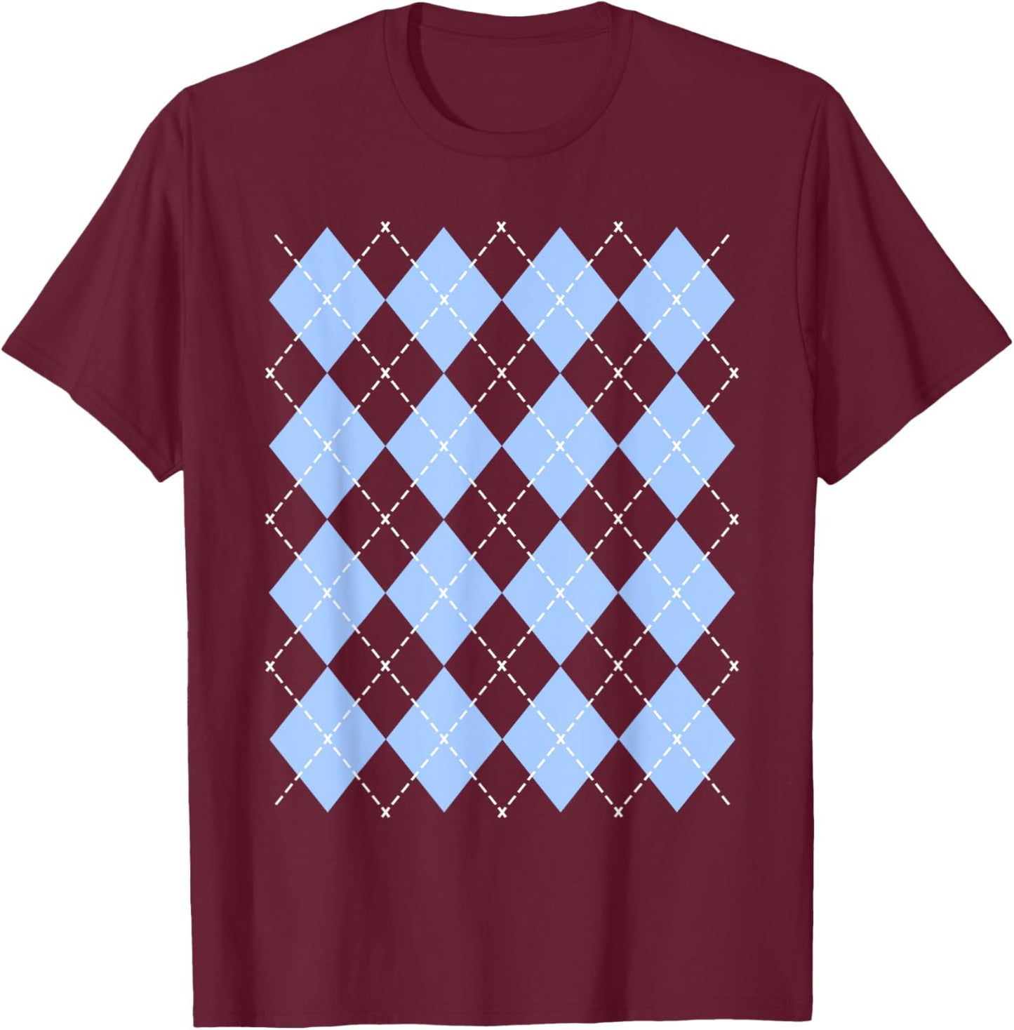 50s Rockabilly Sock Hop Vintage 1950s Clothing Retro Argyle T-Shirt - T-Shirt | Maroon