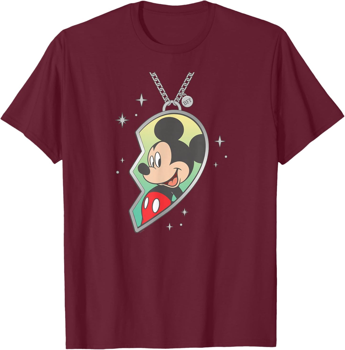 Disney BFF Best Friends Matching Heart Necklace Mickey Mouse T-Shirt - T-Shirt | Maroon
