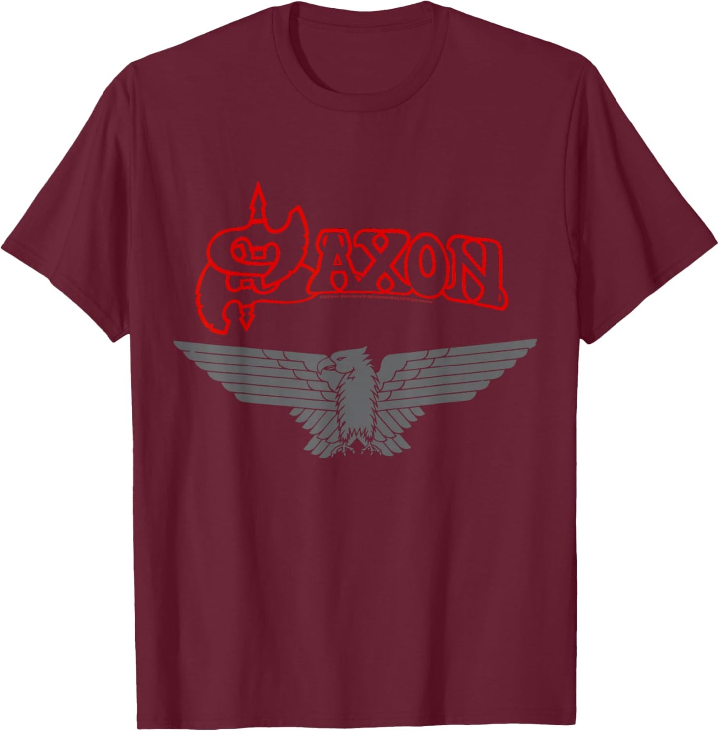 Offiziell Saxon Eagle Vintage Band Retro Musik Heavy Metal T-Shirt - T-Shirt | Maroon