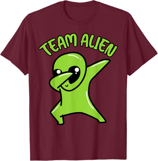 Team Alien Dabbing Funny Ufo Space Women Kid Youth Men Women T-Shirt - T-Shirt | Maroon