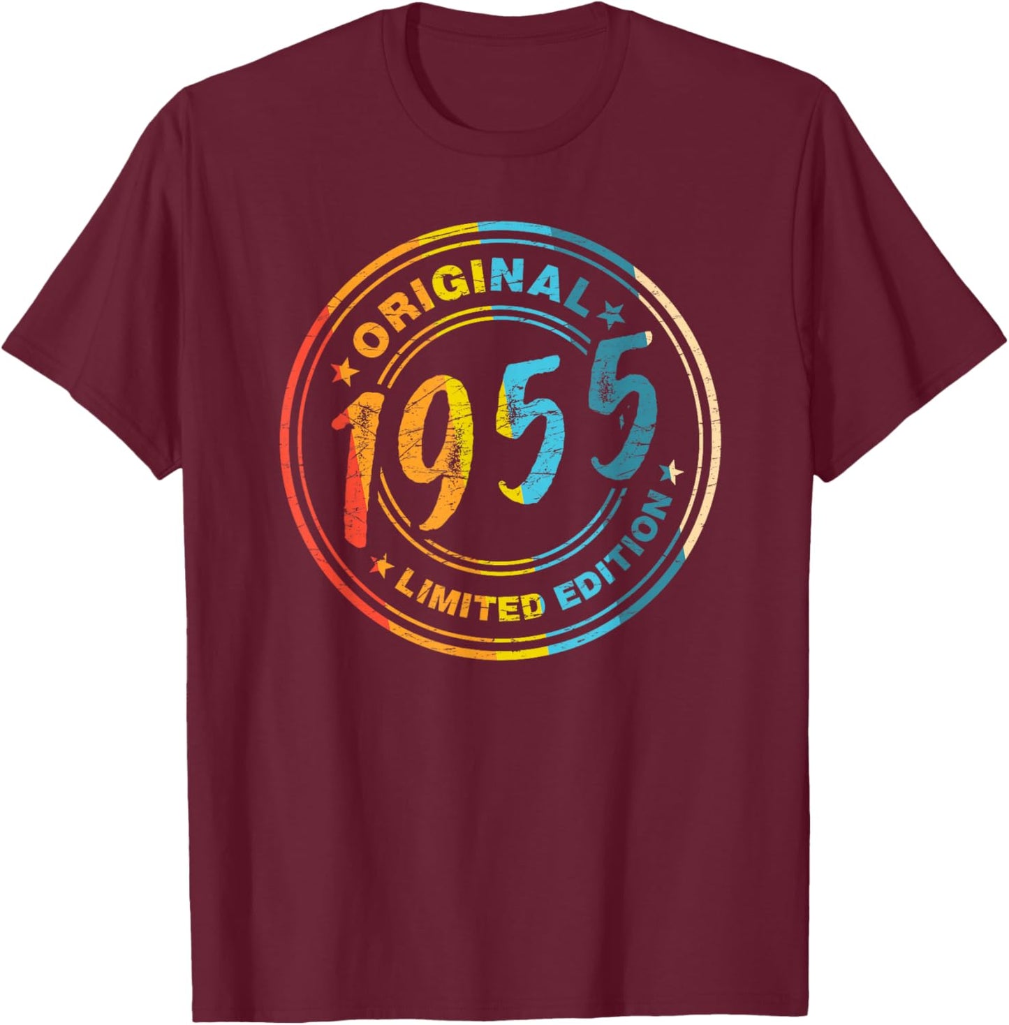 71.Geburtstag Retro Vintage 1955 Mann Frau Geschenk T-Shirt - T-Shirt | Maroon