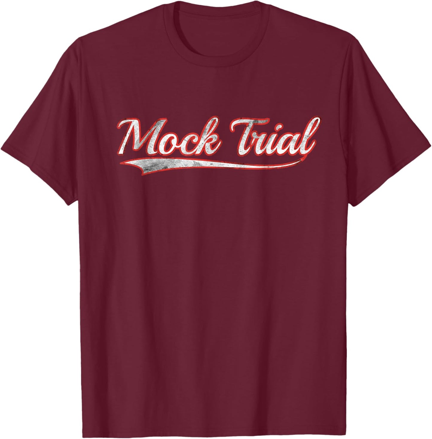 Mock Trial Vintage Varsity Distressed Throwback Style T-Shirt - T-Shirt | Maroon