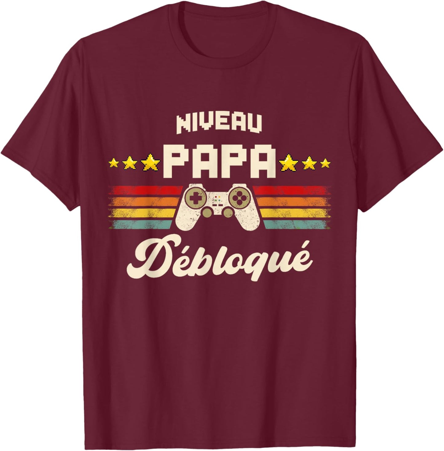 Level Dad Unlocked Future Father Son Announcement Pregnancy Gamer T-Shirt - T-Shirt | Maroon