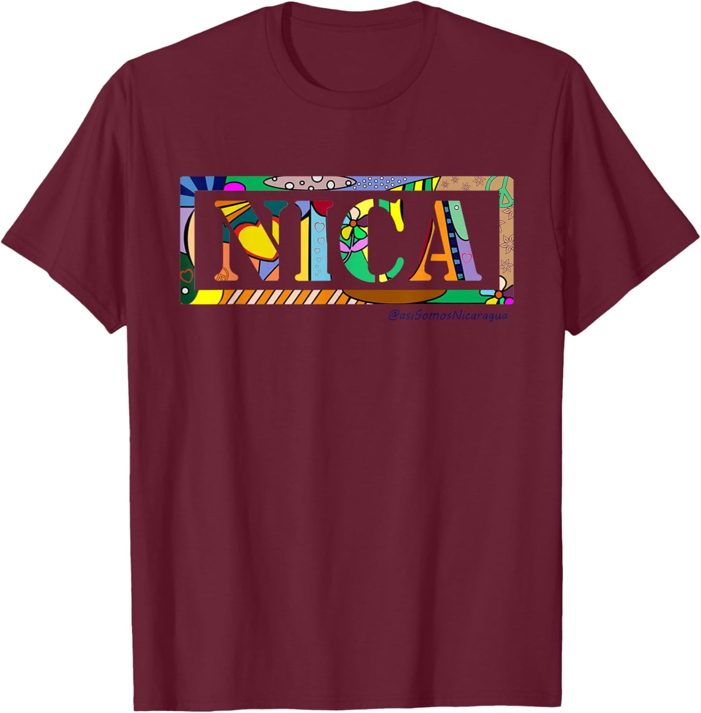 Nica Art, Asi Somos Nicaragua T-Shirt - T-Shirt | Maroon