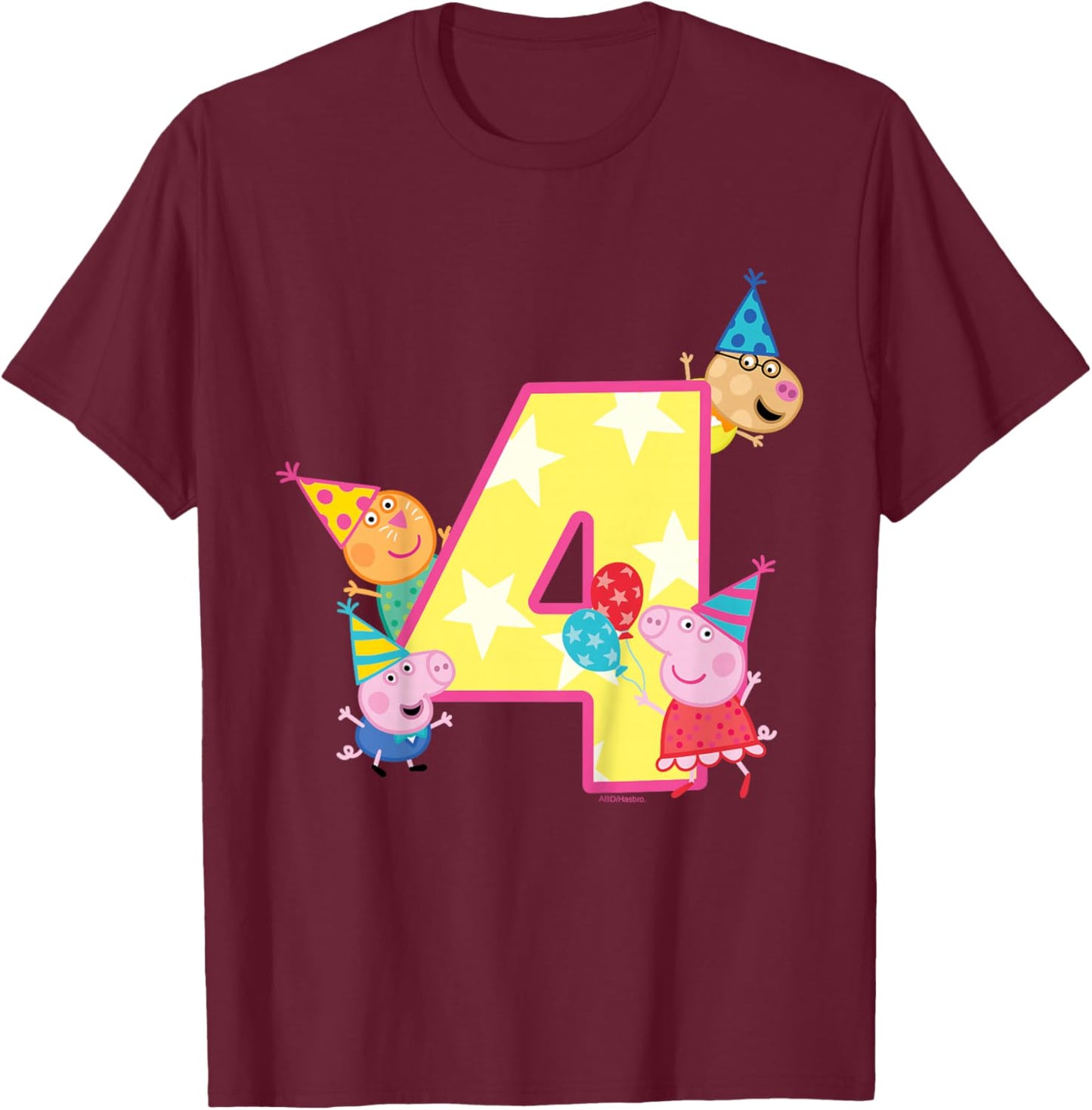 Peppa Pig Crew 4 Geburtstag T-Shirt - T-Shirt | Maroon
