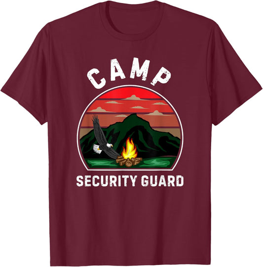 Camp Security Guard Retro Summer Camper Staff Camping T-Shirt - T-Shirt | Maroon