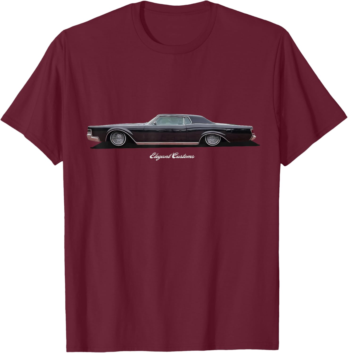 1972 Lincoln Mark III - Low Rider Kustom Lead Sled Hot Rod T-Shirt - T-Shirt | Maroon