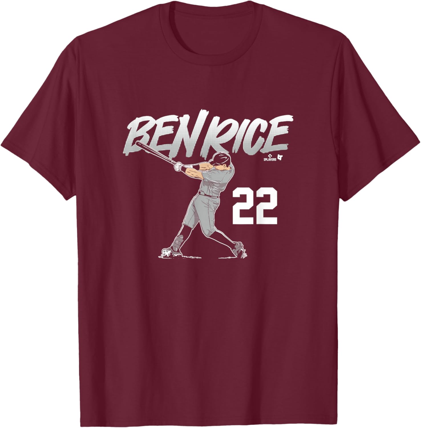 Ben Rice - Slugger Swing Number - New York Baseball T-Shirt - T-Shirt | Maroon