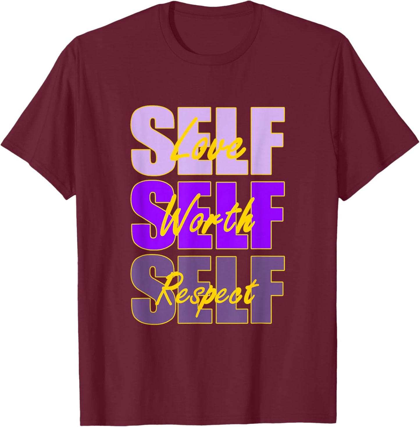 Purple and Golds Self-ish X 3-Gold & Purple Color Graphic T-Shirt - T-Shirt | Maroon