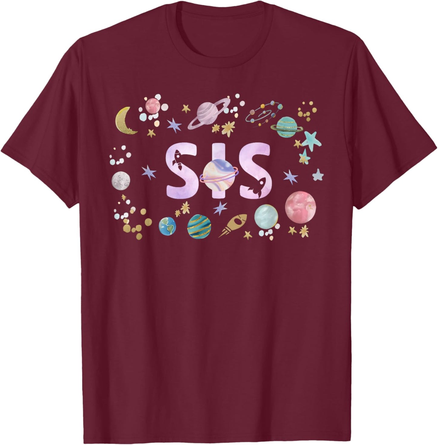 Sis Outer Space Birthday Girl 1st Trip Around The Sun T-Shirt - T-Shirt | Maroon