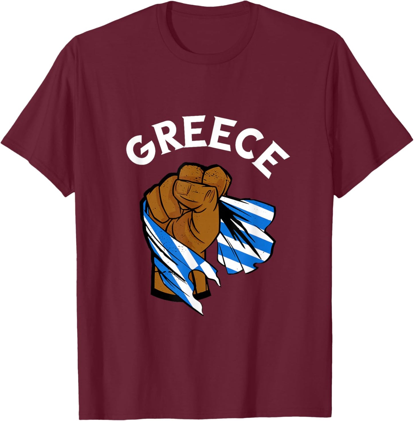 Greek Pride Handfist Greek Roots Greece Flag Hellenes T-Shirt - T-Shirt | Maroon