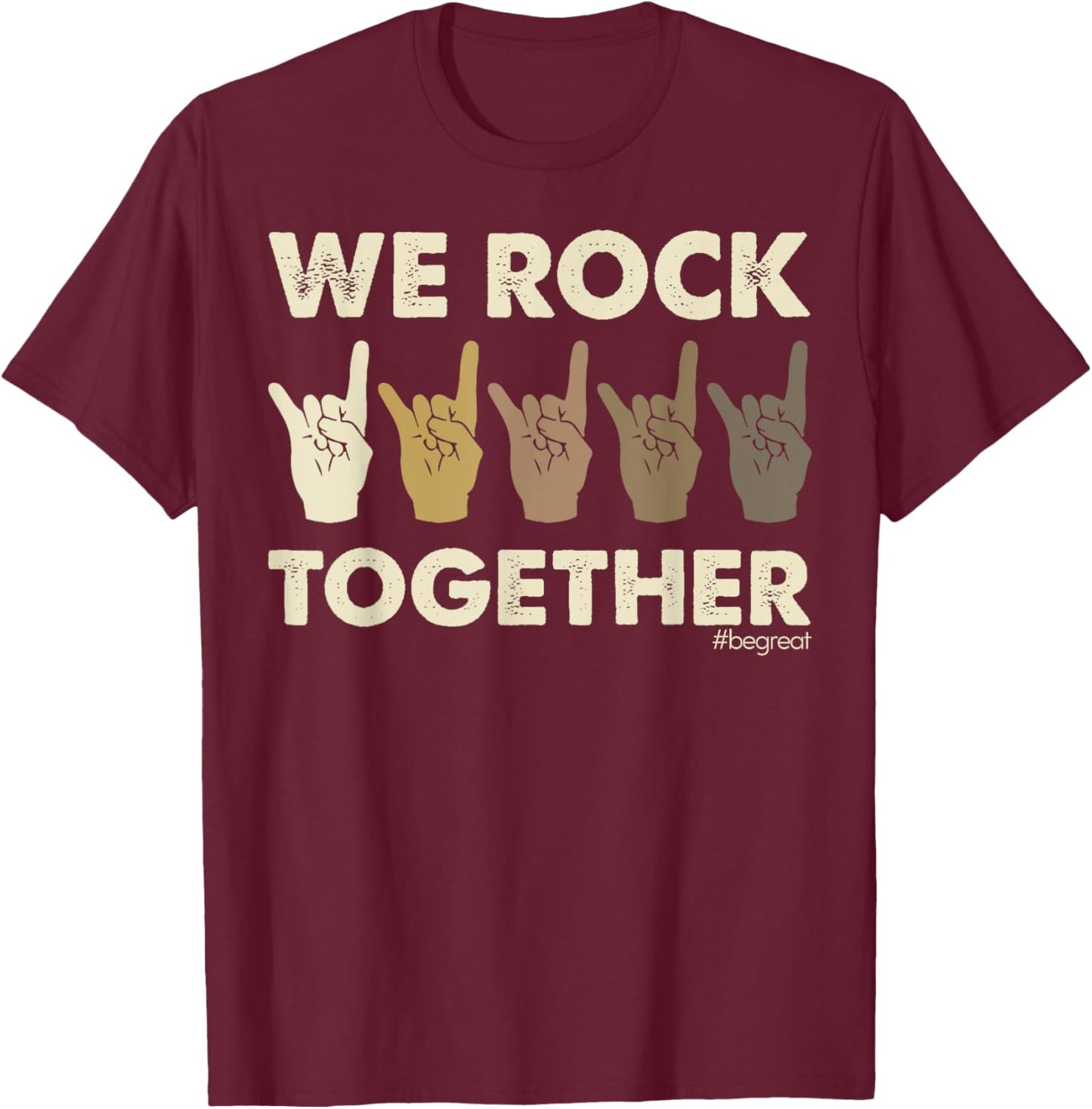 We Rock Together Funny Sign Language T-Shirt - T-Shirt | Maroon