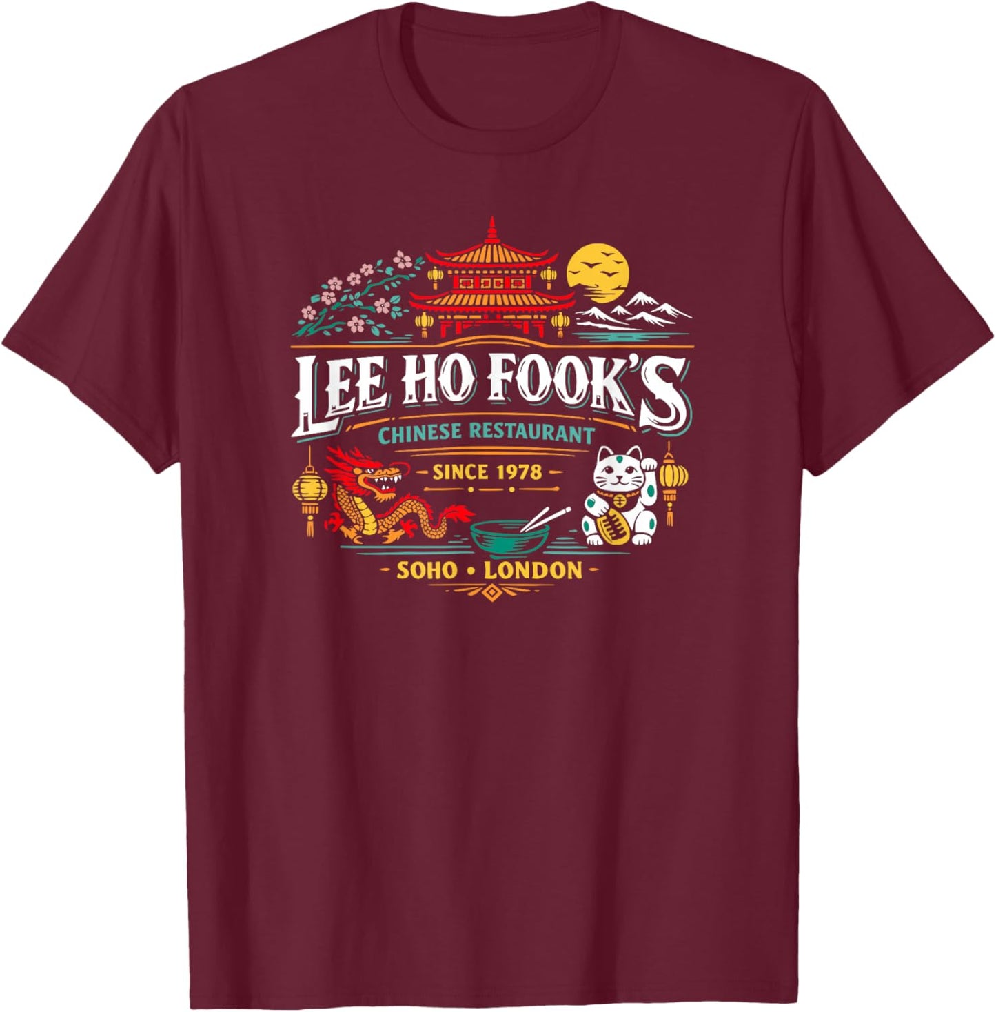 Lee Ho Fook's Chinese Restaurant Soho London Symbols T-Shirt - T-Shirt | Maroon